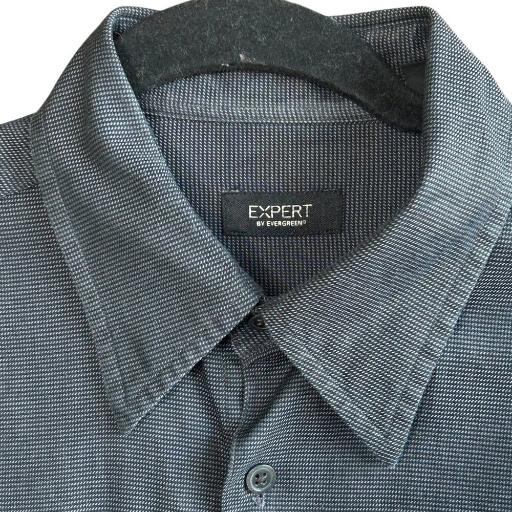 Expert by Evergreen Navy Blue Print 100% Cotton Shirt Size Medium